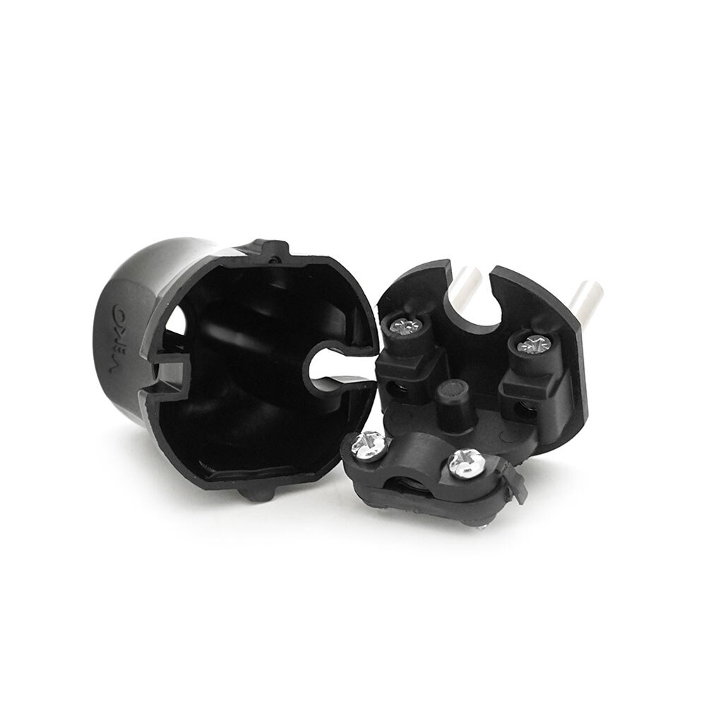 Вилка VIKO без заземления (mimoza) 7.5А 260V, Black. ПВХ - № 3 Вилка VIKO без заземления (mimoza) 7.5А 260V, Black. ПВХ - № 3