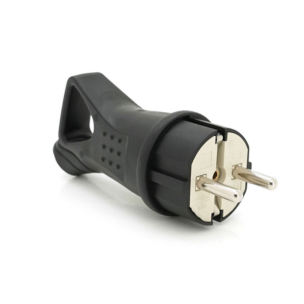 Вилка каучуковая с заземлением, 16A 250V 602227, Black - № 1 Вилка каучуковая с заземлением, 16A 250V 602227, Black - № 1