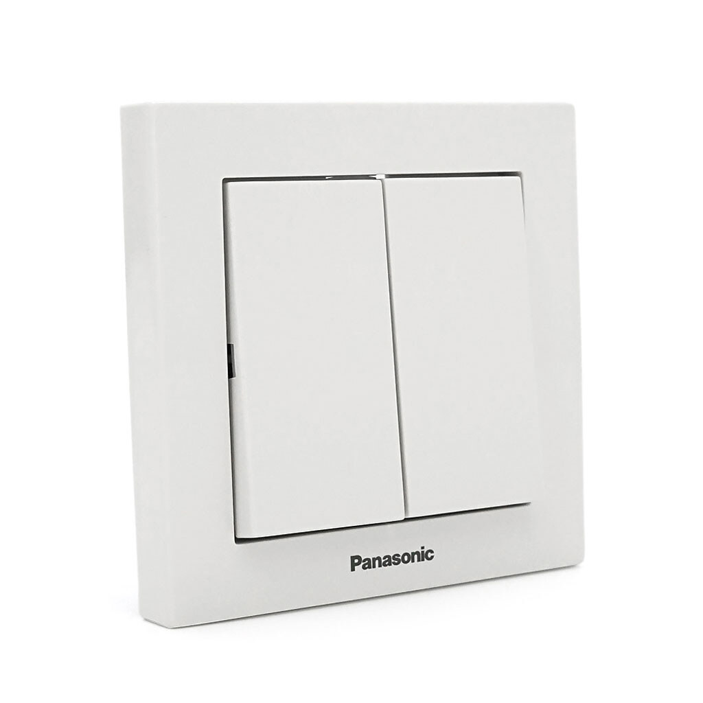 Вимикач Panasonic Karre Plus 55 двоклавішний, білий - № 1 Вимикач Panasonic Karre Plus 55 двоклавішний, білий - № 1