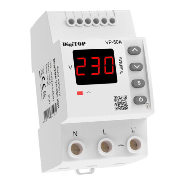 Защитное реле напряжения однофазное VP-50AM3R на DIN-рейку - № 1 Защитное реле напряжения однофазное VP-50AM3R на DIN-рейку - № 1