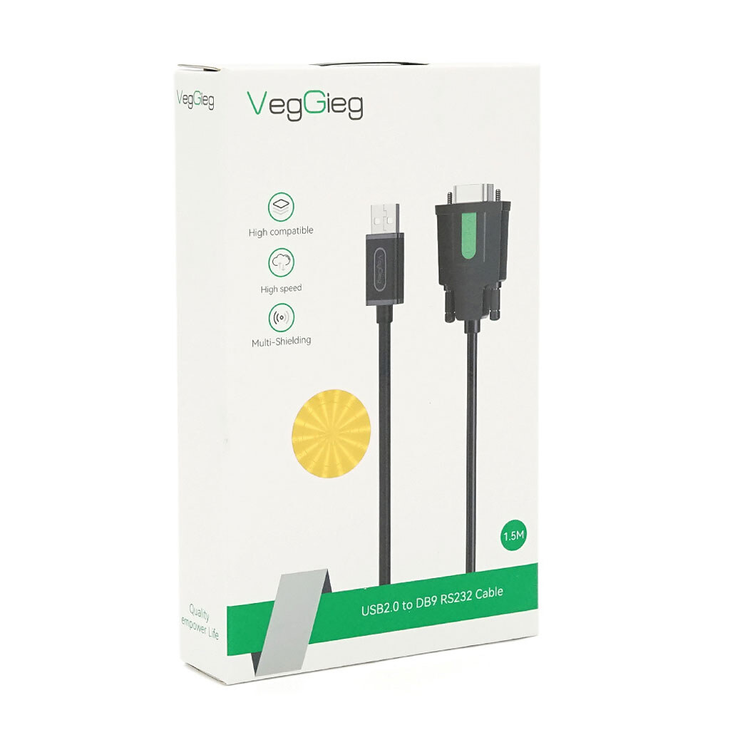 Кабель VEGGIEG V-U401, USB/RS232, PL2303 Chipset, Gray, довжина 1.5м, Box - № 3 Кабель VEGGIEG V-U401, USB/RS232, PL2303 Chipset, Gray, довжина 1.5м, Box - № 3