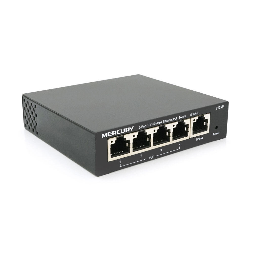 Комутатор POE 48V Mercury S105P 48V 5 портів Ethernet 10/100 Мбіт / сек, БП в комплекті, BOX Q200 - № 1 Комутатор POE 48V Mercury S105P 48V 5 портів Ethernet 10/100 Мбіт / сек, БП в комплекті, BOX Q200 - № 1