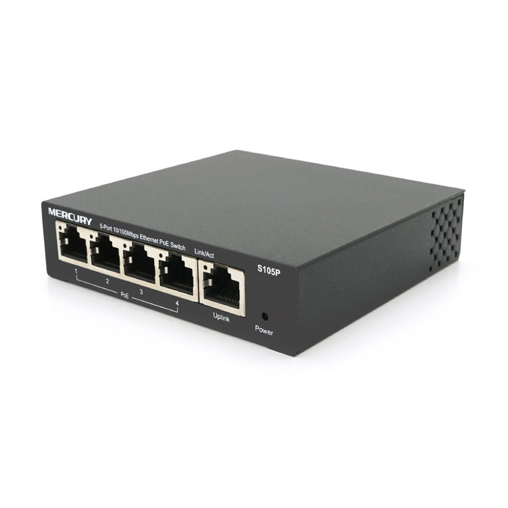 Комутатор POE 48V Mercury S105P 48V 5 портів Ethernet 10/100 Мбіт / сек, БП в комплекті, BOX Q200 - № 3 Комутатор POE 48V Mercury S105P 48V 5 портів Ethernet 10/100 Мбіт / сек, БП в комплекті, BOX Q200 - № 3