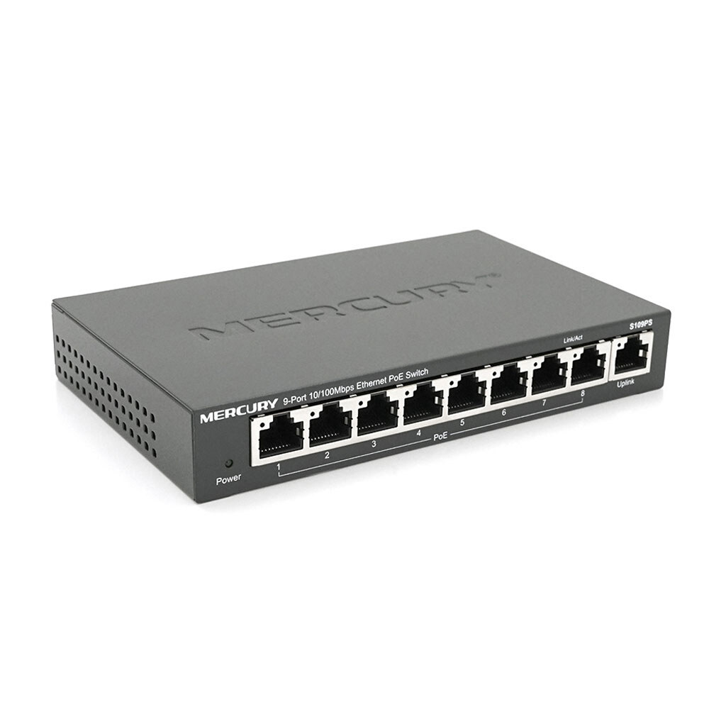 Комутатор POE 48V Mercury S109PS 8 портів POE + 1 порт Ethernet (Uplink) 10/100 Мбіт / сек, БП в комплекті, BOX Q200 (258 * 196 * 66) 0,72 кг (158 * 99 * 25) - № 1 Комутатор POE 48V Mercury S109PS 8 портів POE + 1 порт Ethernet (Uplink) 10/100 Мбіт / сек, БП в комплекті, BOX Q200 (258 * 196 * 66) 0,72 кг (158 * 99 * 25) - № 1