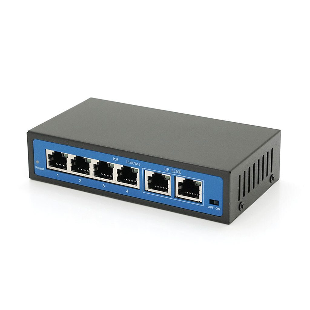 Комутатор POE 48V з 4 портами POE 100Мбіт + 2 порт Ethernet (UP-Link) 100Мбіт, корпус - метал, Black, БП у комплекті, Q18 - № 1 Комутатор POE 48V з 4 портами POE 100Мбіт + 2 порт Ethernet (UP-Link) 100Мбіт, корпус - метал, Black, БП у комплекті, Q18 - № 1