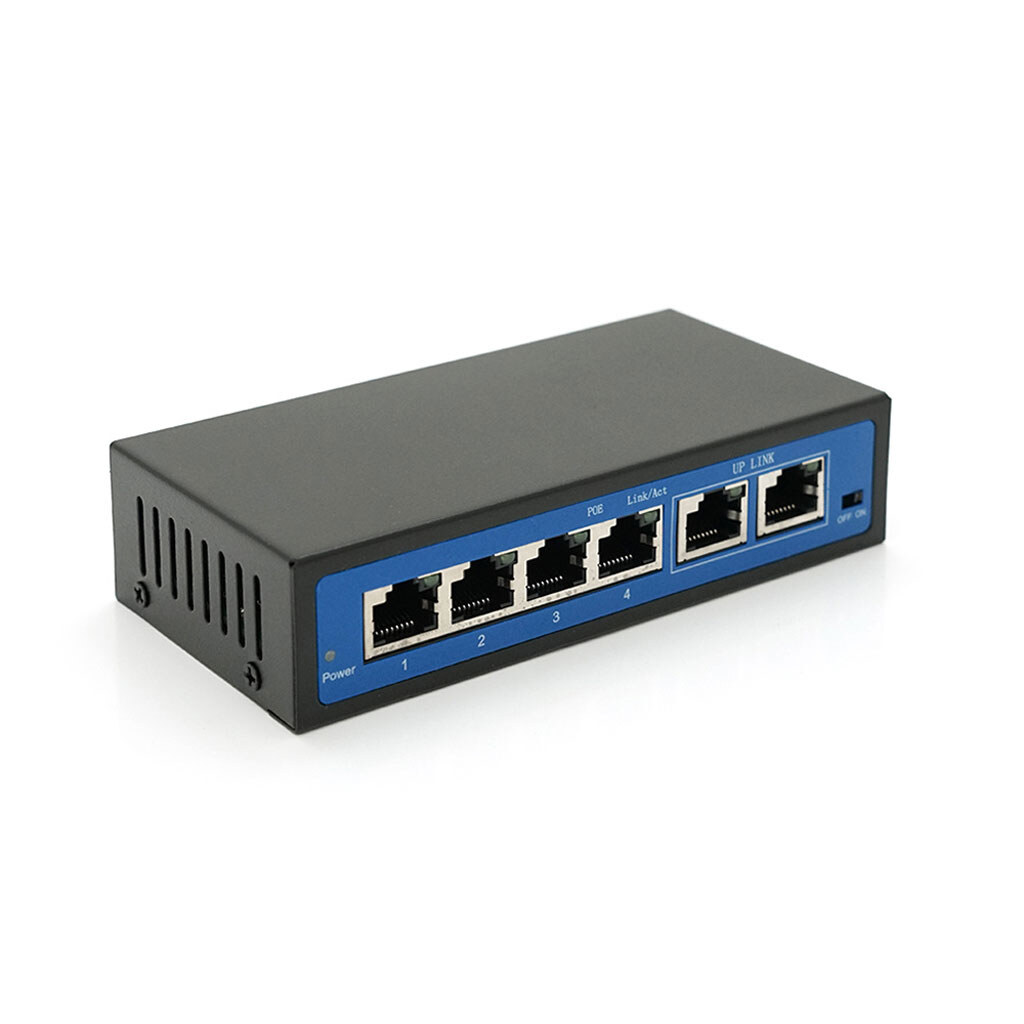 Комутатор POE 48V з 4 портами POE 100Мбіт + 2 порт Ethernet (UP-Link) 100Мбіт, корпус - метал, Black, БП у комплекті, Q18 - № 2 Комутатор POE 48V з 4 портами POE 100Мбіт + 2 порт Ethernet (UP-Link) 100Мбіт, корпус - метал, Black, БП у комплекті, Q18 - № 2