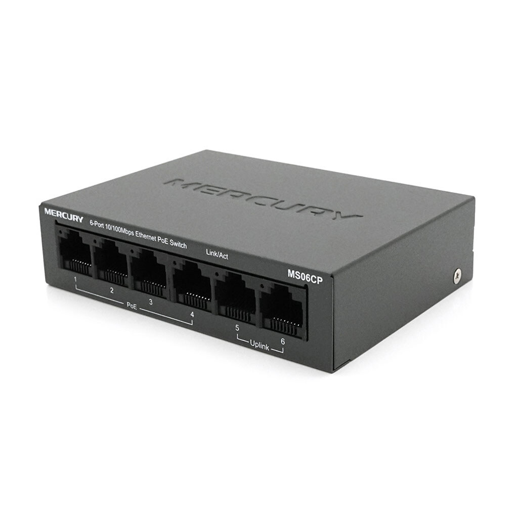 Комутатор POE Mercury MS06CP з 4 портами POE+ 2 порти UP-Link 100Мбіт, БП в комплекті, Q20 - № 2 Комутатор POE Mercury MS06CP з 4 портами POE+ 2 порти UP-Link 100Мбіт, БП в комплекті, Q20 - № 2