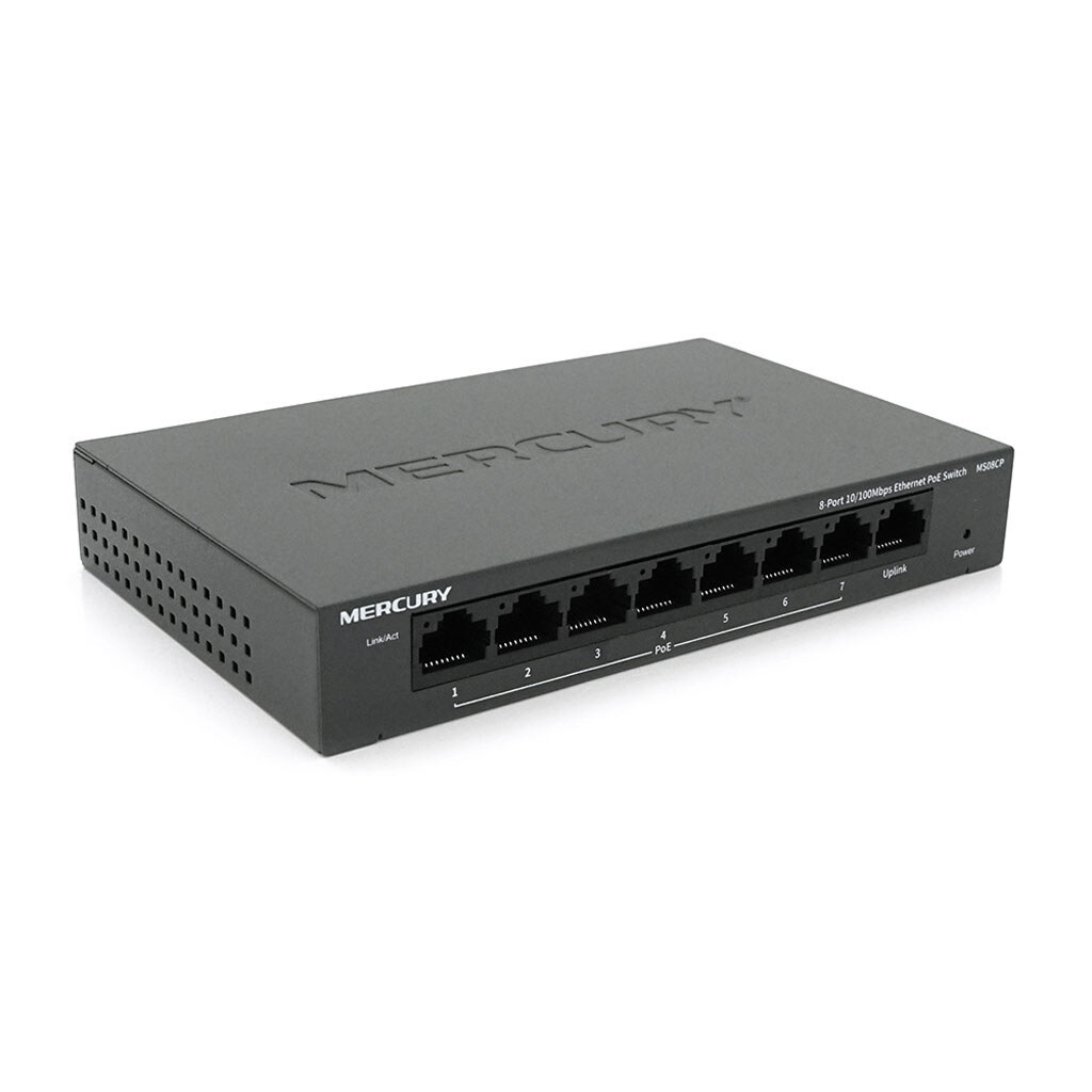 Коммутатор POE Mercury MS08CP с 7 портами POE + 1 порт UP-Link 100Мбит, БП в комплекте, Q18 - № 1 Коммутатор POE Mercury MS08CP с 7 портами POE + 1 порт UP-Link 100Мбит, БП в комплекте, Q18 - № 1