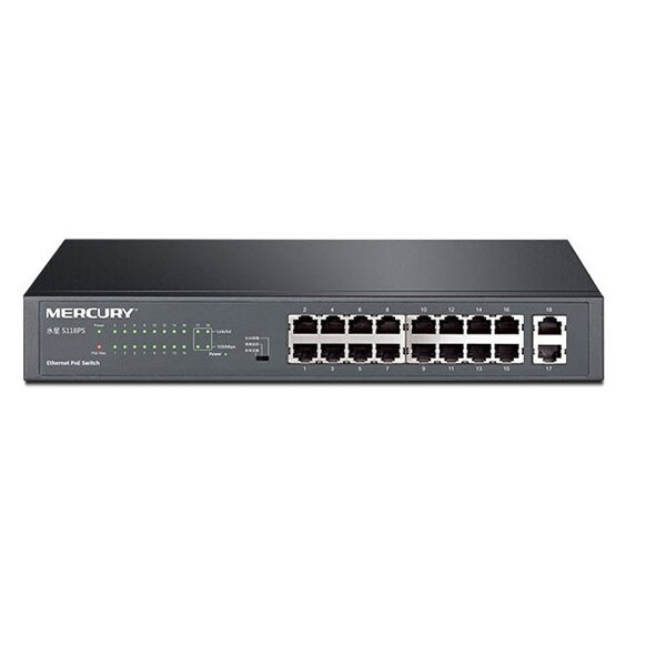 Коммутатор POE Mercury SG118PS 16 портов POE 100Мбит + 2 порт Ethernet (UP-Link) 1000Мбит, БП встроенный, крепления в стойку,BOX (294*180*44) - № 1 Коммутатор POE Mercury SG118PS 16 портов POE 100Мбит + 2 порт Ethernet (UP-Link) 1000Мбит, БП встроенный, крепления в стойку,BOX (294*180*44) - № 1