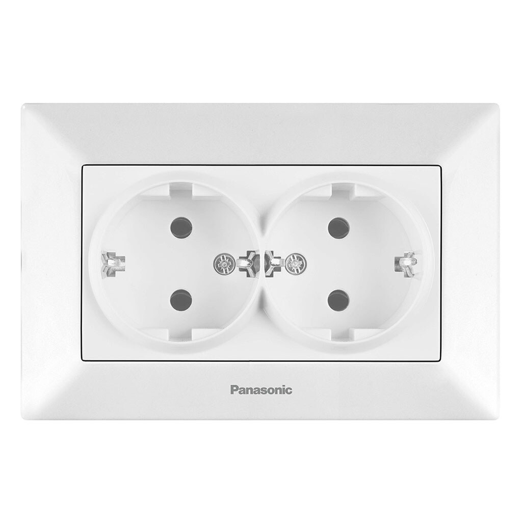 Розетка Panasonic Arkedia Slim двойная с заземлением, белая - № 1 Розетка Panasonic Arkedia Slim двойная с заземлением, белая - № 1
