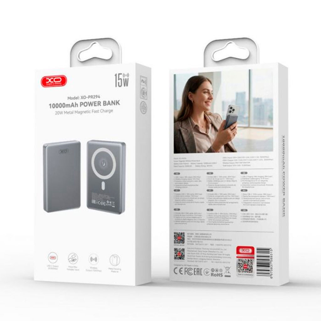 Портативна батарея (Power Bank) XO PR294, 10000 mAh, Сірий - № 3 Портативна батарея (Power Bank) XO PR294, 10000 mAh, Сірий - № 3