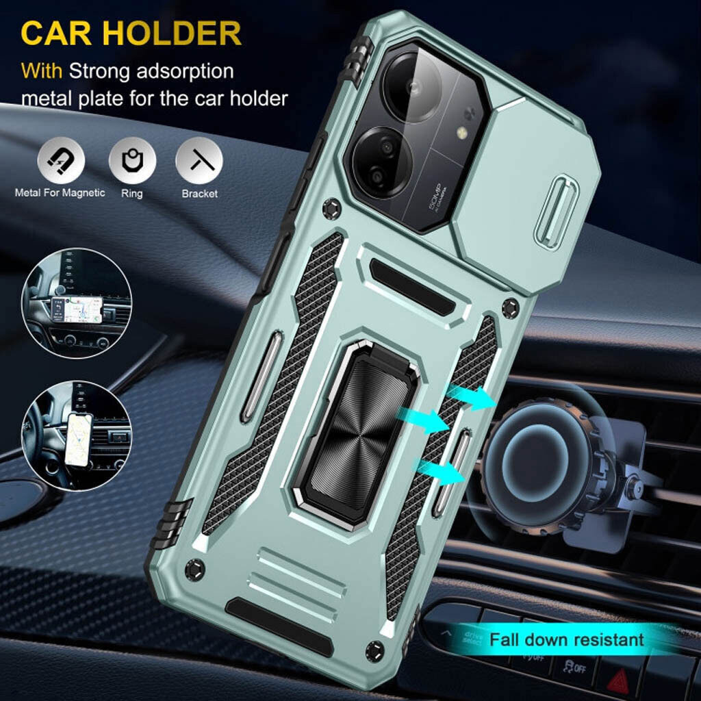Чехол (накладка) Xiaomi Poco C81 / Redmi A7 Pro, Epik Camshield Army Ring, Light Green, Зеленый - № 6 Чехол (накладка) Xiaomi Poco C81 / Redmi A7 Pro, Epik Camshield Army Ring, Light Green, Зеленый - № 6