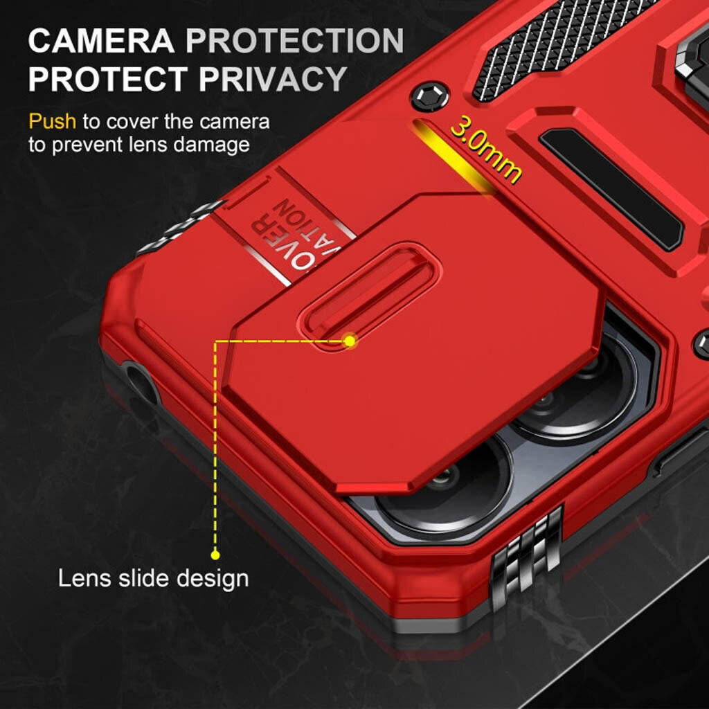 Чехол (накладка) Xiaomi Poco C81 / Redmi A7 Pro, Epik Camshield Army Ring, Красный - № 5 Чехол (накладка) Xiaomi Poco C81 / Redmi A7 Pro, Epik Camshield Army Ring, Красный - № 5