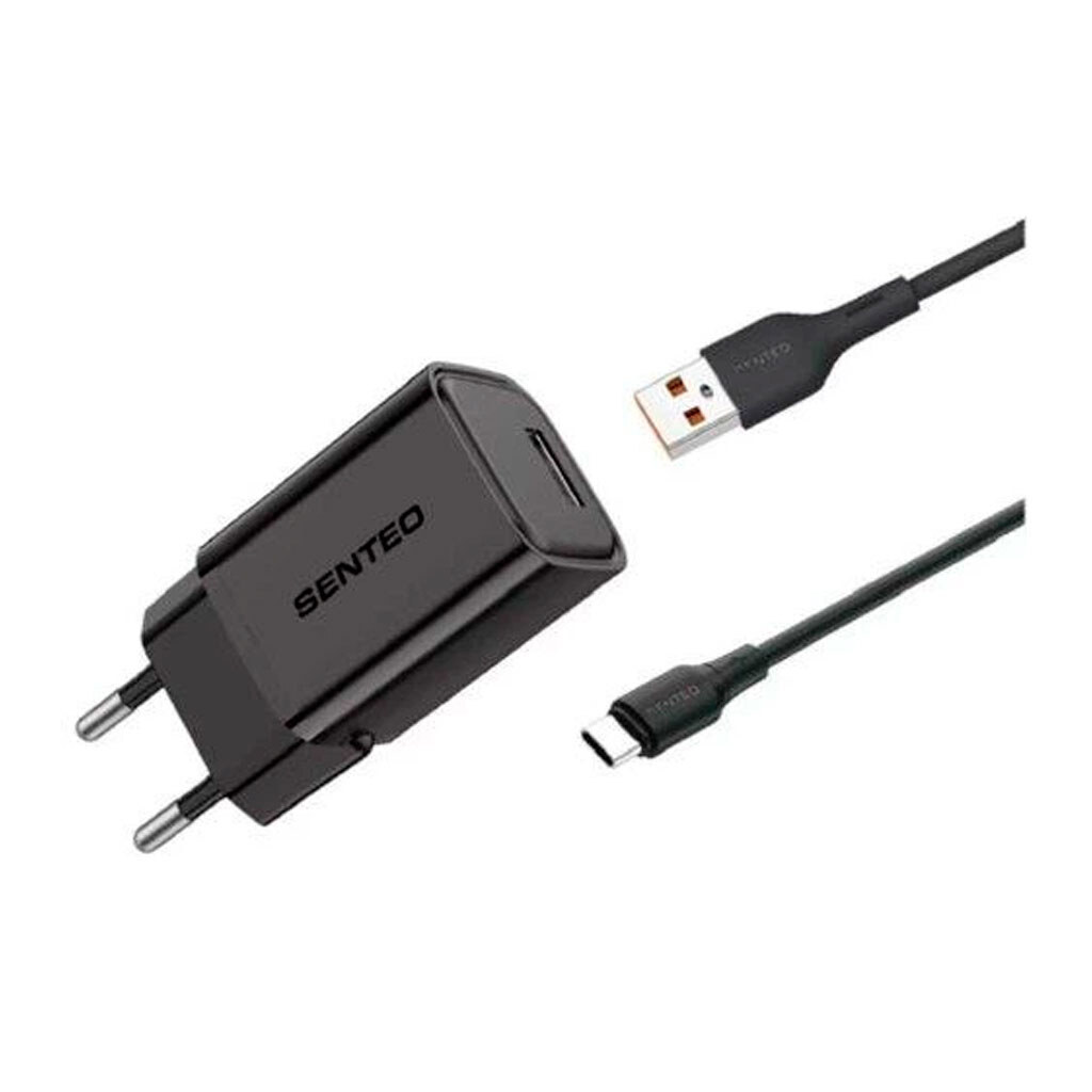 СЗУ Senteo S-01C, С кабелем, Type-C, Черный - № 1 СЗУ Senteo S-01C, С кабелем, Type-C, Черный - № 1