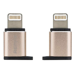 Адаптер Remax RA-USB2 Apple iPhone SE 2022 / iPhone 14 Pro Max / iPhone 14 Plus / iPhone 14 Pro / iPhone 14 / iPhone 13 Pro / iPhone 13 Mini / iPhone 13 / iPhone 13 Pro Max / iPhone 12 Mini / iPhone 12 Pro Max, MicroUSB, Lightning, Original, Золотий