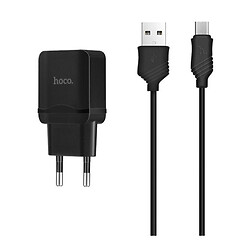 СЗУ Hoco C22A, С кабелем, MicroUSB, 2.4 A, Черный