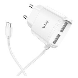 МЗП Hoco C59A, MicroUSB, З кабелем, 2.1 A, Білий