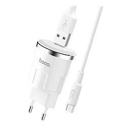 МЗП Hoco C37A, MicroUSB, З кабелем, 2.4 A, Білий