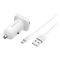 АЗП Borofone BZ12, MicroUSB, З кабелем, 2.4 A, Білий