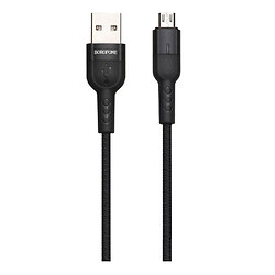 USB кабель Borofone BU17 Starlight, MicroUSB, 1.2 м., Чорний