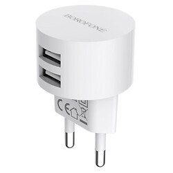 МЗП Borofone BA23A, MicroUSB, З кабелем, 2.4 A, Білий