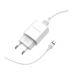 МЗП Borofone BA20A, MicroUSB, З кабелем, 2.1 A, Білий