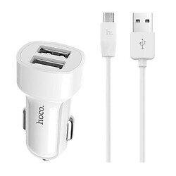 АЗУ Hoco Z2A, С кабелем, MicroUSB, 2.4 A, Белый