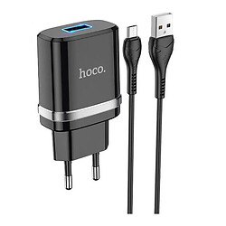 СЗУ Hoco N1, С кабелем, MicroUSB, 2.4 A, Черный