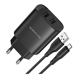 МЗП Borofone BN2, MicroUSB, З кабелем, 2.1 A, Чорний