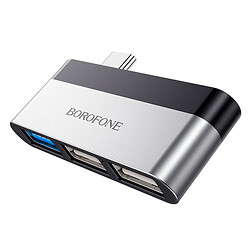 Адаптер Borofone DH1, Type-C, USB, Сірий