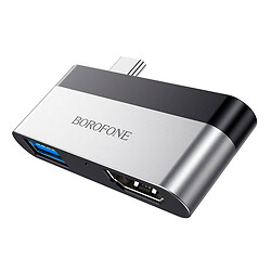 OTG Borofone DH2, Type-C, HDMI, USB, Сірий