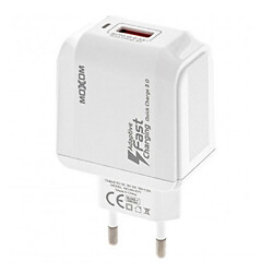 СЗУ Moxom KH-67Y QC3.0, С кабелем, MicroUSB, Белый