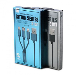 USB кабель Remax RC-131th 3 в 1 Apple iPhone SE 2022 / iPhone 14 Pro Max / iPhone 14 Plus / iPhone 14 Pro / iPhone 14 / iPhone 13 Pro / iPhone 13 Mini / iPhone 13 / iPhone 13 Pro Max / iPhone 12 Mini, MicroUSB, Type-C, Lightning, Original, 1.0 м., Чорний - № 2