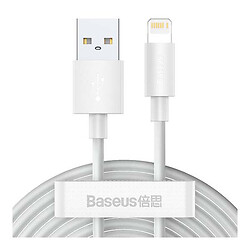 USB кабель Baseus TZCALZJ-02 Simple Wisdom Data Cable Kit Apple iPhone SE 2022 / iPhone 14 Pro Max / iPhone 14 Plus / iPhone 14 Pro / iPhone 14 / iPhone 13 Pro / iPhone 13 Mini / iPhone 13 / iPhone 13 Pro Max / iPhone 12 Mini, Lightning, 1.5 м., Белый