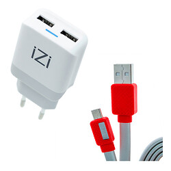 СЗУ IZI MW-12, С кабелем, MicroUSB, 2.4 A, Белый