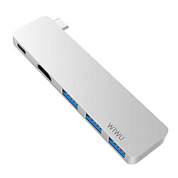 USB Hub WIWU Adapter T6 Pro, Type-C, Серебряный