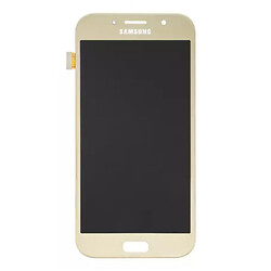 Дисплей (екран) Samsung A720 Galaxy A7 Duos, З сенсорним склом, Без рамки, OLED, Золотий
