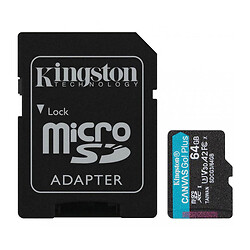 Карта памяти microSDXC Kingston Canvas Go Plus A2 V30 UHS-1 U3, 64 Гб.
