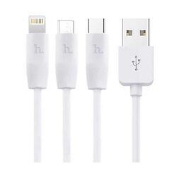 USB кабель HOCO X1 Rapid Apple iPhone 15 Plus / iPhone 15 Pro Max / iPhone 15 / iPhone 15 Pro / iPhone SE 2022 / iPhone 14 Pro Max / iPhone 14 Plus / iPhone 14 Pro / iPhone 14 / iPhone 13 Pro / iPhone 13 Mini, Lightning, MicroUSB, Type-C, 1.0 м., Білий