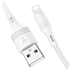 USB кабель Borofone BX43 CoolJoy Apple iPhone SE 2022 / iPhone 14 Pro Max / iPhone 14 Plus / iPhone 14 Pro / iPhone 14 / iPhone 13 Pro / iPhone 13 Mini / iPhone 13 / iPhone 13 Pro Max / iPhone 12 Mini / iPhone 12 Pro Max, Lightning, 1.0 м., Білий