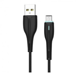 USB кабель SkyDolphin S48V LED, MicroUSB, 1.0 м., Чорний