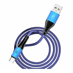 USB кабель SkyDolphin S49V LED Aluminium Alloy, MicroUSB, 1.0 м., Синій