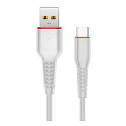 USB кабель SkyDolphin S54T Soft, Type-C, 1.0 м., Белый