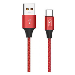 USB кабель SkyDolphin S55T Neylon, Type-C, 1.0 м., Красный