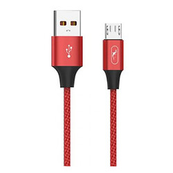 USB кабель SkyDolphin S55V Neylon, MicroUSB, 1.0 м., Червоний