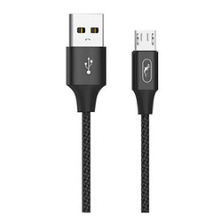 USB кабель SkyDolphin S55V Neylon, MicroUSB, 1.0 м., Черный