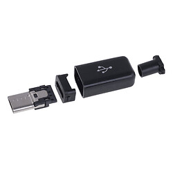 Розетка на плату Micro USB тип B вилка apple style черная +Корпус +хвостовик