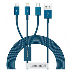 USB кабель Baseus CAMLTYS-03 Superior Apple iPhone 15 Plus / iPhone 15 Pro Max / iPhone 15 / iPhone 15 Pro / iPhone SE 2022 / iPhone 14 Pro Max / iPhone 14 Plus / iPhone 14 Pro / iPhone 14 / iPhone 13 Pro, Lightning, Type-C, MicroUSB, 1.2 м., Синій