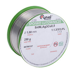 Дротяний припій SAC305 (Sn96,5Ag3,0Cu0,5) 1.1.3/3/3% 1,0мм/250гр, 250 гр.