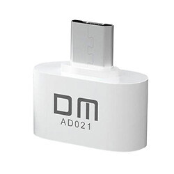 OTG адаптер DM-AD021, USB, MicroUSB, Білий